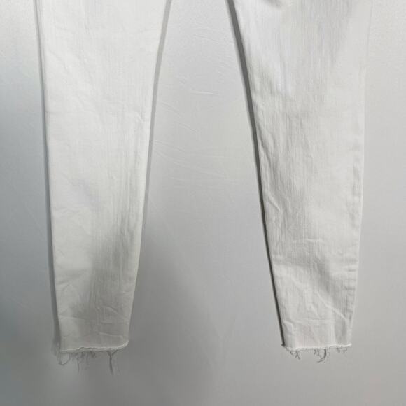 Frame Womens 24 White Blanc Le High Skinny Jeans Fray Hem Cotton Stretch Denim - Picture 7 of 11